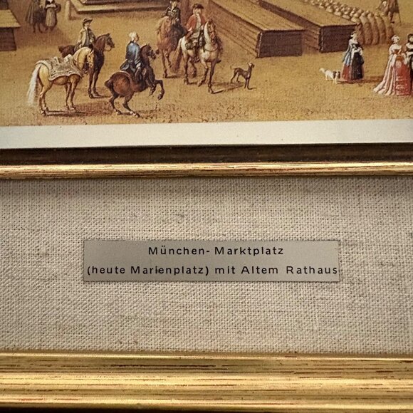 Bottega DArte Munich Marketplace Scene 925 Silver Plate Lithograph Italy Vintage - Picture 2 of 10